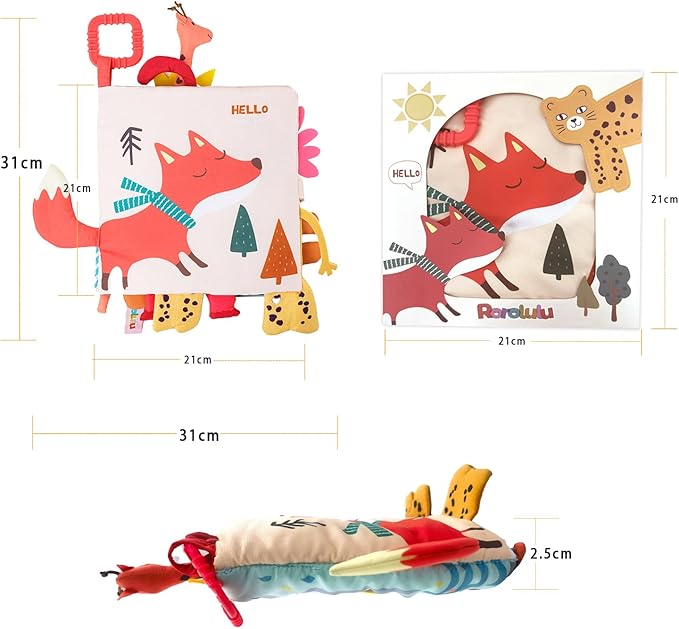 Soft Cloth Books for Baby Gift, Activity Quiet Cloth Books Developmental Toys,Interactive Baby Books for Toddlers Infants Kids Toys Gift for 0-2 Year Old Animal