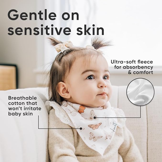 Baby Bandana Drool Bibs for Drooling and Teething 4 Pack Gift Set "Flora" by Copper Pearl