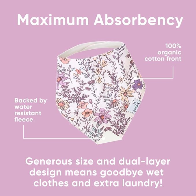 Baby Bandana Drool Bibs for Drooling and Teething 4 Pack Gift Set "Flora" by Copper Pearl