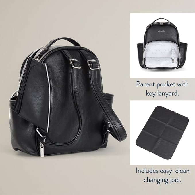 Itzy Ritzy Unisex Baby Mini Diaper Bag, Black with Silver Hardware-Plus
