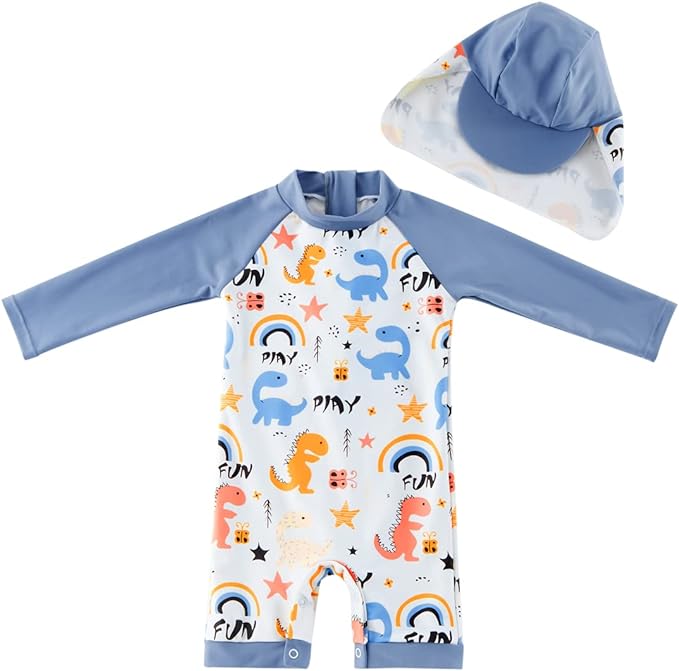 UMELOK Baby Boys UPF 50+ Sun Protection One Piece Rashguard Swimsuit with Snap Bottom