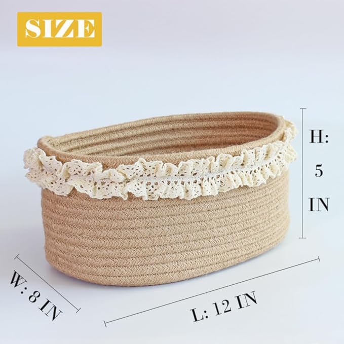 Yimi's Dream Baskets for Gifts Empty, Small Brown Storage Basket for Shelves, Decorative Jute Woven Basket for Nursery, Baby Shower, Christmas, Families (Oval, 12"x 8"x 5")