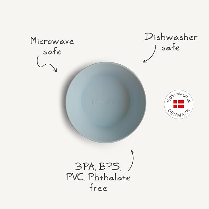 mushie Round Dinnerware Bowls for Kids | Made in Denmark, Set of 2 (Smoke)