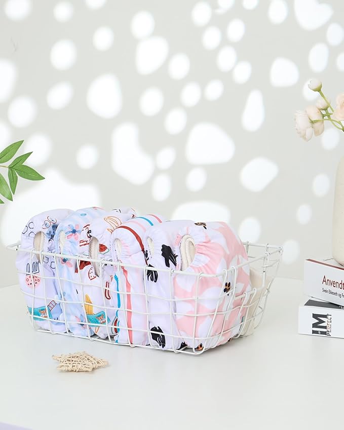 ALVABABY Baby Cloth Diapers 6 Pack with 12 Inserts Cloth Diaper Covers Adjustable Washable Reusable for Baby Girls and Boys 6DM117A