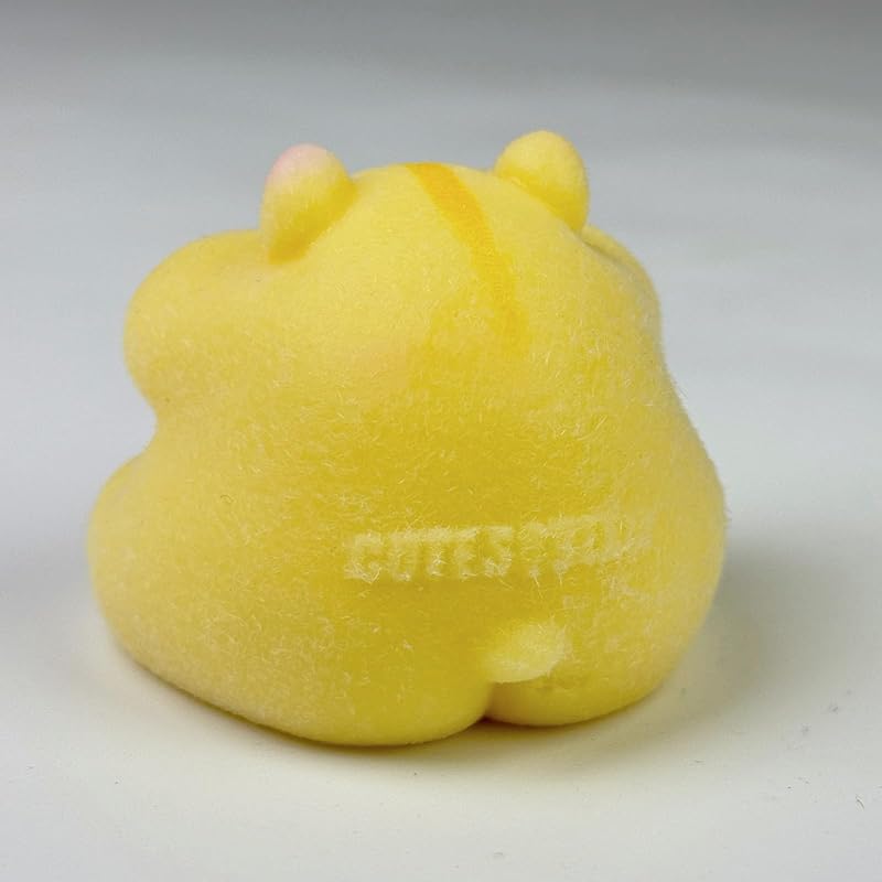 Handmade Taba Squishy Hamster Toy, Cute Squishy Hamster Fidget Toy, Realistic Hamster Toy, Soft Silicone Mochi Furry Toy, Stress Relief Gift for Adults & Kids, Sensory Anxiety Plushie (Yellow)