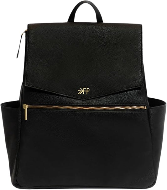 Freshly Picked Classic II Diaper Bag Backpack, Wipeable Vegan Leather With Changing Pad, Convertible (Ebony V2)
