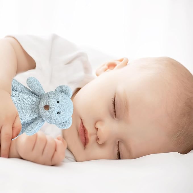 Baby Blue Teddy Bear Soft Stuffed Animal Security Blanket, Plush Bear Character Lovey Blanket, Baby Shower/Nursery Gift, Newborn Infant Toddler Snuggle Blankie for Boys Girls, 14 Inches