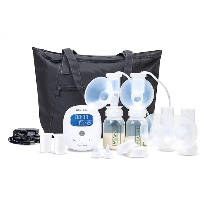 Ameda MYA Joy Double Electric Breast Pump & Accessories + Breast Pump Bag | Portable Breast Pump Hands Free | Hospital Grade Breast Pump | HygieniKit & Ameda Pump Parts | Hands Free Breast Pump