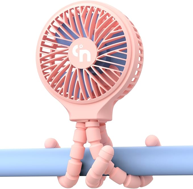 HomeLifairy Portable Stroller Fan, USB or Rechargeable Battery Operated with 3 Speeds and 360°Rotate, Cooling Clip On for Baby Crib Travel Car Seat Pink