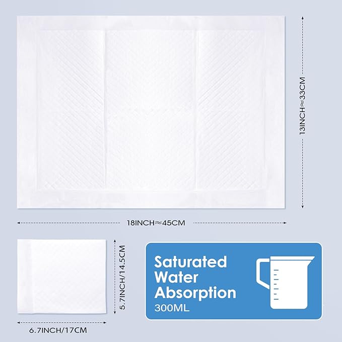 Disposable Changing Pads for Baby, 50 Pack Disposable Changing Pad Liners, Waterproof Disposable Underpads, Ultra Absorbent Super Soft Breathable Diaper Changing Mat 13 x 18 in