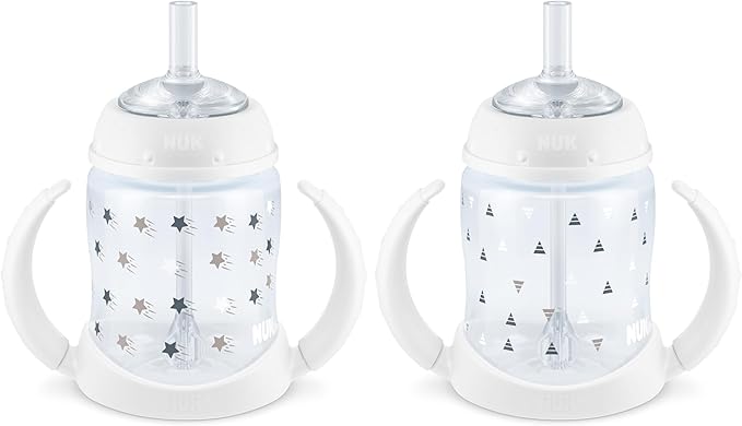 NUK Learner Straw Cup, 5oz, 2-Pack - Toddler Sippy Cup with Soft Straw for Easy Drinking, Suitable for Ages 6 Months and Up, Timeless Collection