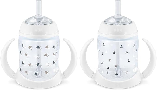 NUK Learner Straw Cup, 5oz, 2-Pack - Toddler Sippy Cup with Soft Straw for Easy Drinking, Suitable for Ages 6 Months and Up, Timeless Collection