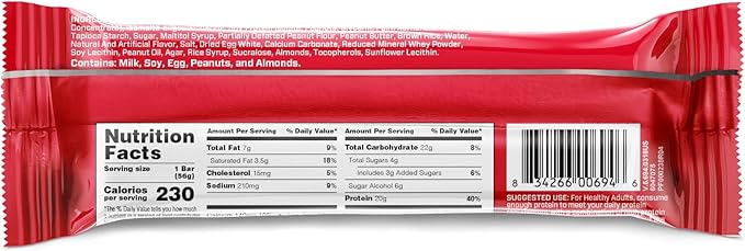 BSN Protein Bars - Protein Crisp Bar by Syntha-6, Whey Protein, 20g of Protein, Gluten Free, Low Sugar, Peanut Butter Crunch, 12 Count