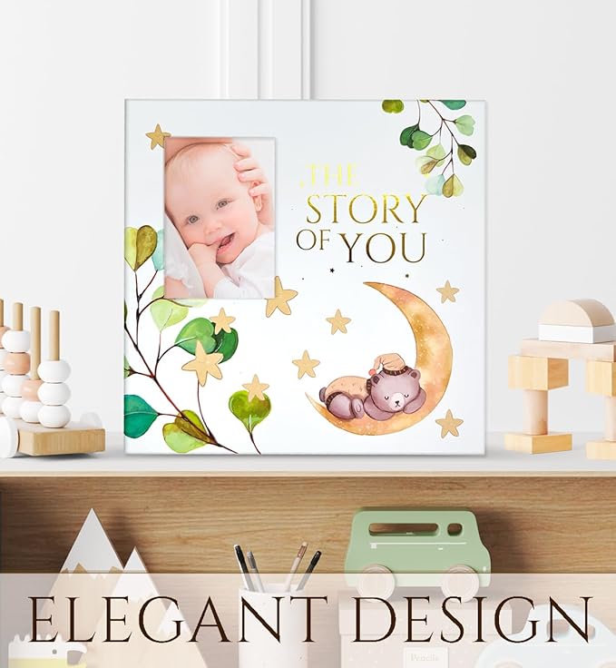 Modern Baby Memory Book Gender Neutral with Ample Photo Space, First 5 Year Journal Baby Book Keepsake with Spacious Pregnancy Section, Scrapbook Baby Photo Albums, Ideal for Baby Shower Gifts