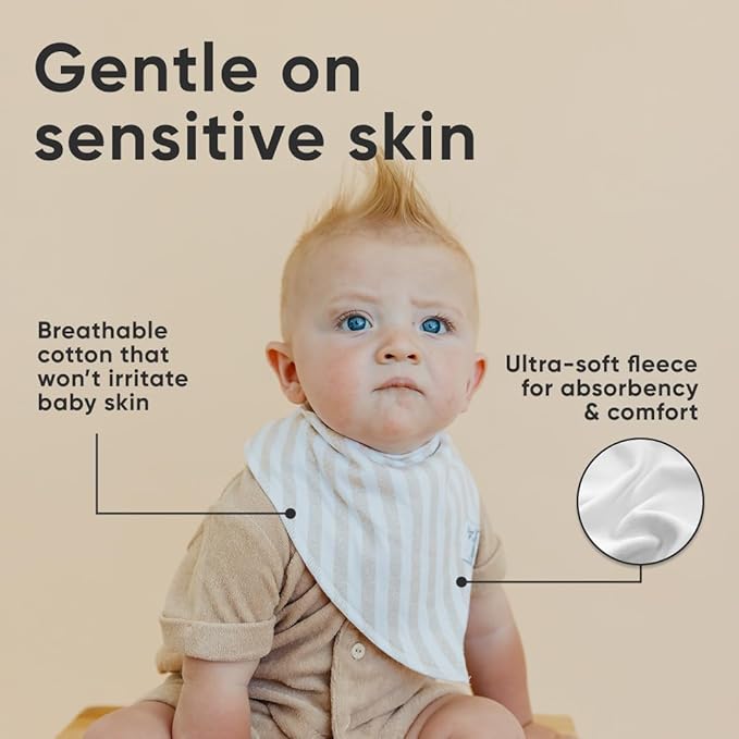 Copper Pearl 4 Pack Soft Cotton Baby Bibs for Drooling and Teething, Absorbent Drool Bibs for Baby Girl and Boy, Adjustable to Fit Newborns to Toddlers, Tons of Styles (Tide)