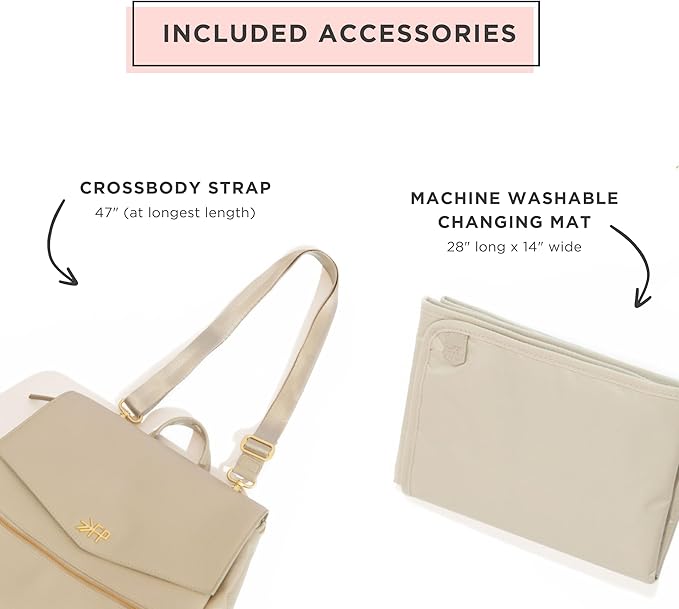 Freshly Picked Classic II Diaper Bag Backpack, Wipeable Vegan Leather With Changing Pad, Convertible (Birch V2)