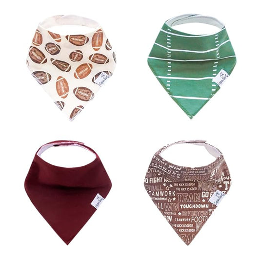 Copper Pearl 4 Pack Soft Cotton Baby Bibs for Drooling and Teething, Absorbent Drool Bibs for Baby Girl and Boy, Adjustable to Fit Newborns to Toddlers, Tons of Styles (Blitz)