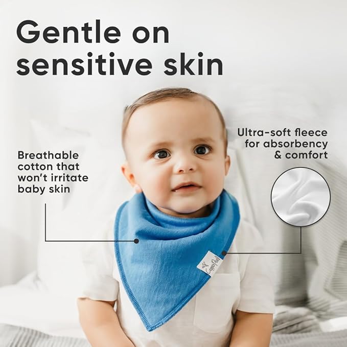 Copper Pearl 4 Pack Soft Cotton Baby Bibs for Drooling and Teething, Absorbent Drool Bibs for Baby Girl and Boy, Adjustable to Fit Newborns to Toddlers, Tons of Styles (Nash)