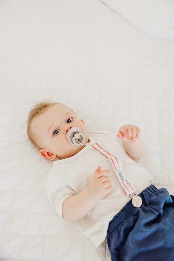 Copper Pearl Pacifier Clip 3-Pack - Stylish Stainless Steel Pacifier Holder Clip for Baby Girls and Boys - Baby Pacifier Clips for No More Floor Drops - Slugger