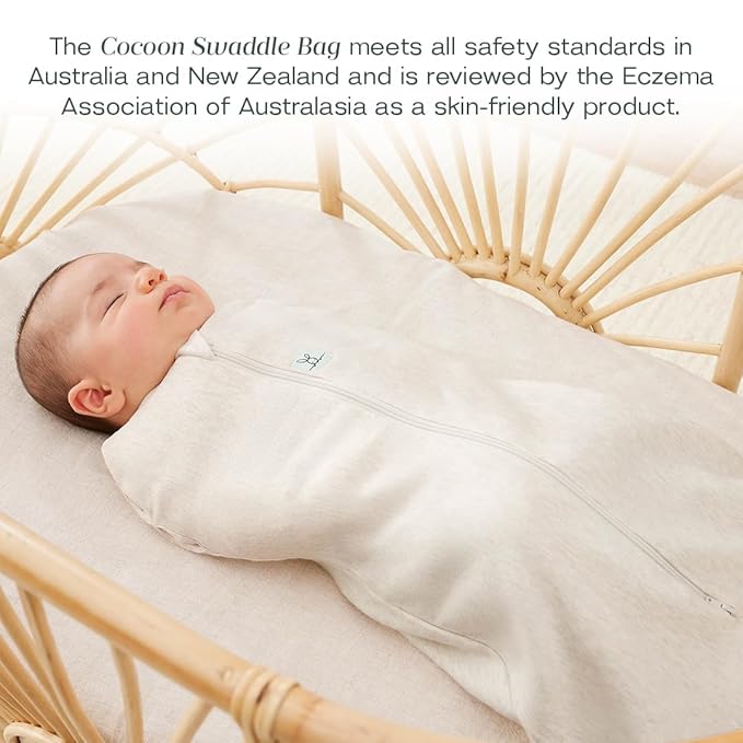 ergoPouch Cocoon Swaddle Sack 1.0 TOG - Baby Sleep Sack, Gentle Snug Fit Helps Calm Startle Reflex, Ideal for Arms In/Out Sleeping, Soft Breathable Fabric for Better Sleep (6-12 Months, Oatmeal Marle)