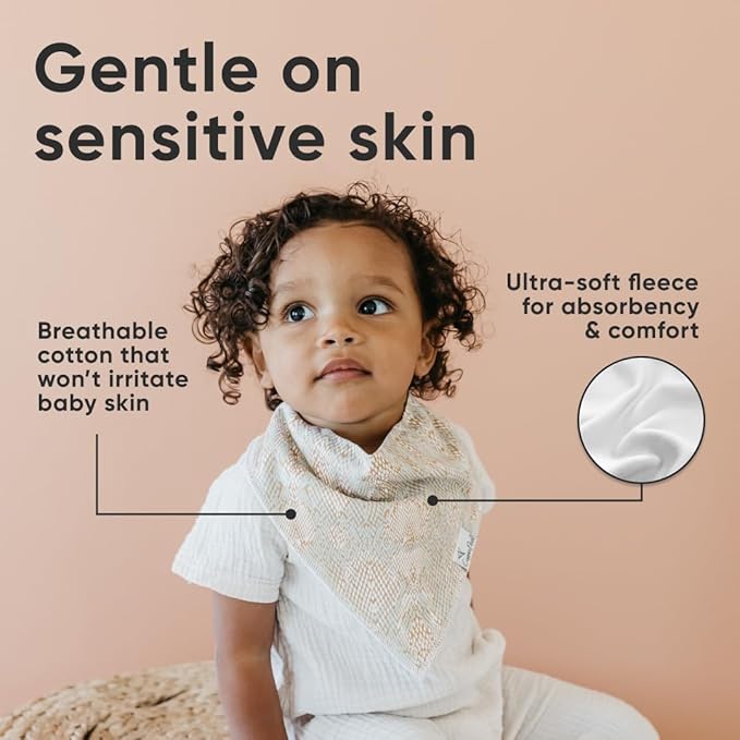 Copper Pearl 4 Pack Soft Cotton Baby Bibs for Drooling and Teething, Absorbent Drool Bibs for Baby Girl and Boy, Adjustable to Fit Newborns to Toddlers, Tons of Styles (Zara)