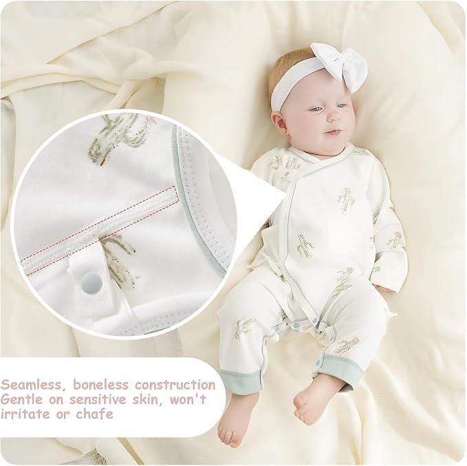 100% Organic Cotton Soft 0-6 Months 2-Piece Unisex Footless Newborn Baby Sleepers Pajamas Romper Boys Girls