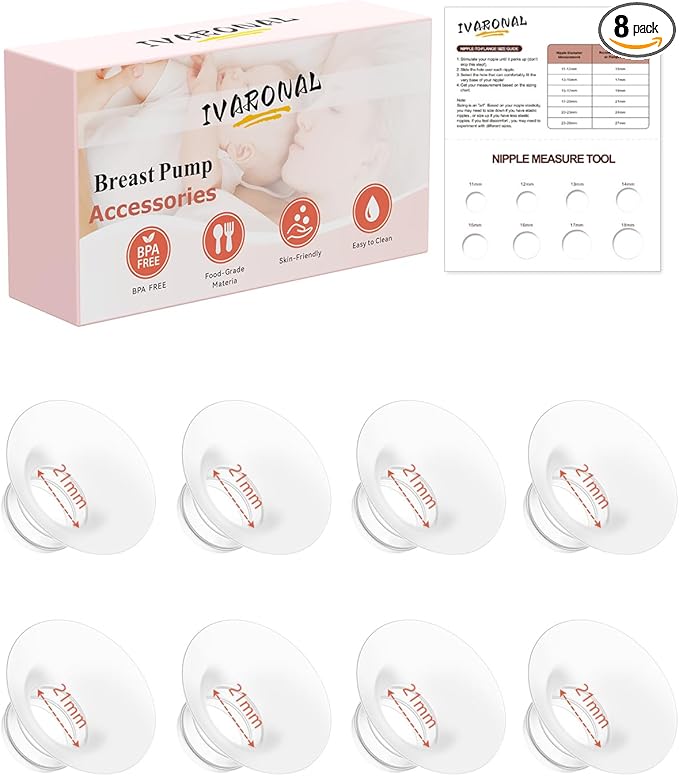 8pcs Flange Insert 21mm Compatible with Compatible with Momcozy M9/M6/M5/S12 Pro/V1 Pro/V2 Pro,for Spectra/Medela/MomMed/eufy/Lansinoh/Elvie Breast Pump,Replace for Momcozy Breast Pump Parts Shield