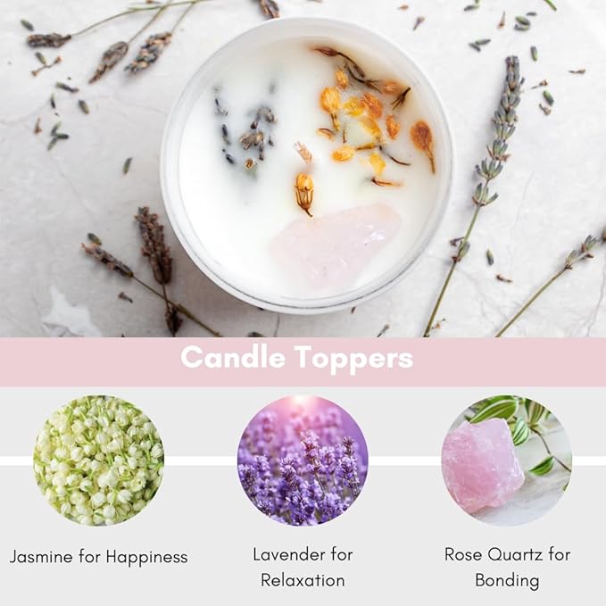 Premium Candle Gifts for New Mom – After Birth Gifts for Women – Postpartum, Baby Shower & Pregnancy Gift for Expecting Mom – Paraffin-Free Natural Soy Wax - Rose Quartz Crystal, Lavender & Jasmine