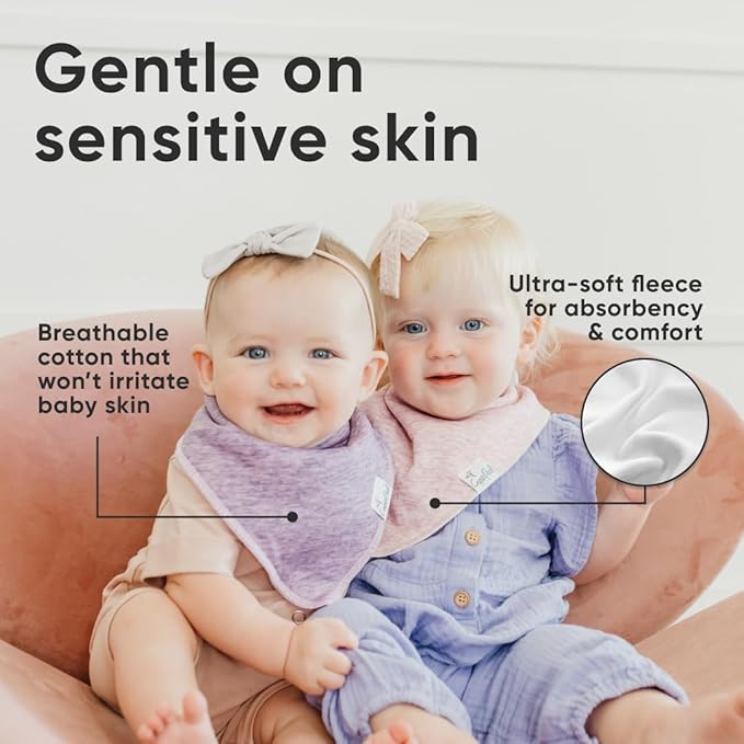 Copper Pearl 4 Pack Soft Cotton Baby Bibs for Drooling and Teething, Absorbent Drool Bibs for Baby Girl and Boy, Adjustable to Fit Newborns to Toddlers, Tons of Styles (Lacie)