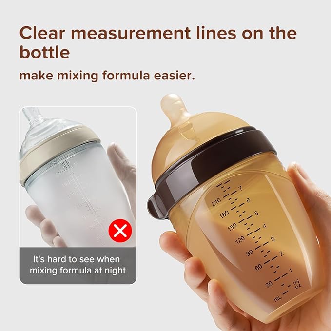 Thyseed Silicone Natural Breast-Like Bottle with Nipple(7-10 Months),8oz,1pack