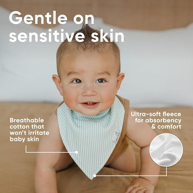 Copper Pearl 4 Pack Soft Cotton Baby Bibs for Drooling and Teething, Absorbent Drool Bibs for Baby Girl and Boy, Adjustable to Fit Newborns to Toddlers, Tons of Styles (Bailey)