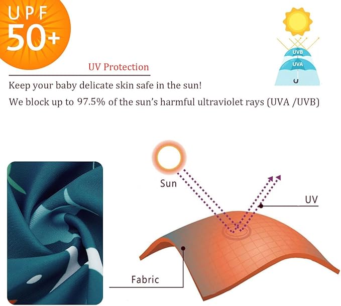 UMELOK Baby Boys UPF 50+ Sun Protection One Piece Rashguard Swimsuit with Snap Bottom