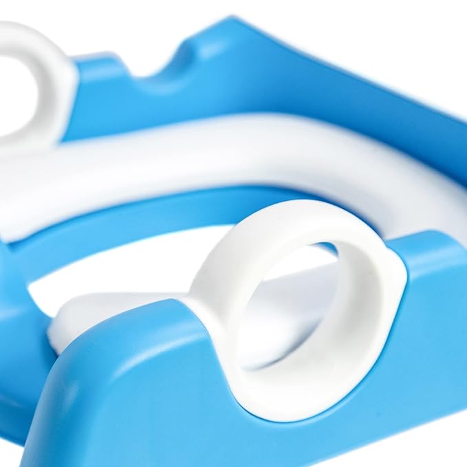 Potty Training Toilet Seat with Step Stool Ladder for Boys and Girls Baby Toddler Kid Children Toilet Training Seat Chair with Handles Padded Seat Non-Slip Wide Step(Blue)