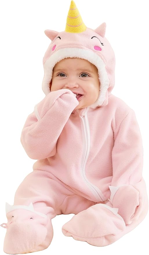PATPAT Fleece Hooded Footed Romper Clothes, Soft Warm Footie Covers, Car Seat Friendly, Easy Zip, Cute Boy Girl