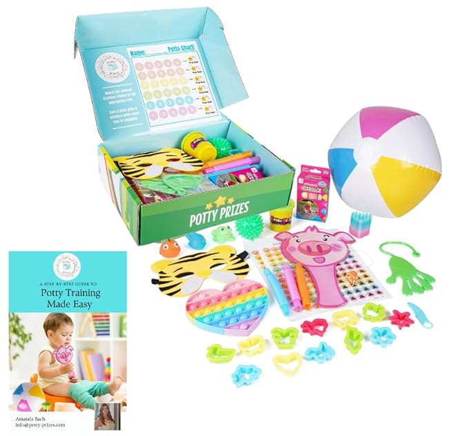 Potty Training Rewards Kit - All-in-One Potty Training Chart with 14 Rewards, Educational Toys & E-Book for Toddlers Boys & Girls