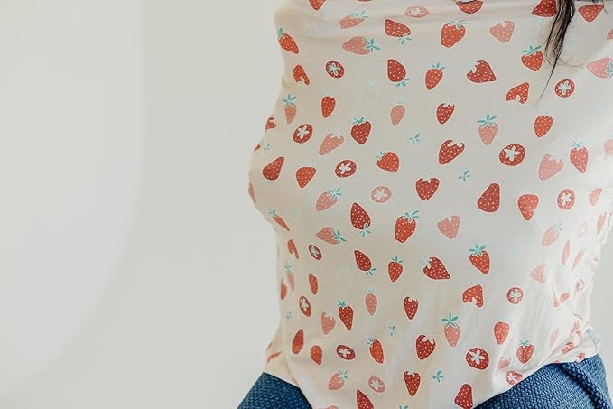 Copper Pearl Multi-Use Cover: Car Seat Covers, Nursing Cover, and Stroller Cover for Sun - Stretchy Fabric, All-Season Use, Stylish Designs, Easy Access for Moms - Strawberry