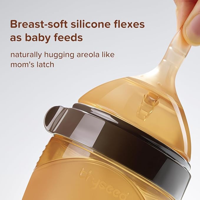 Thyseed Silicone Natural Breast-Like Bottle with Nipple(3-7 Months),8oz,1pack