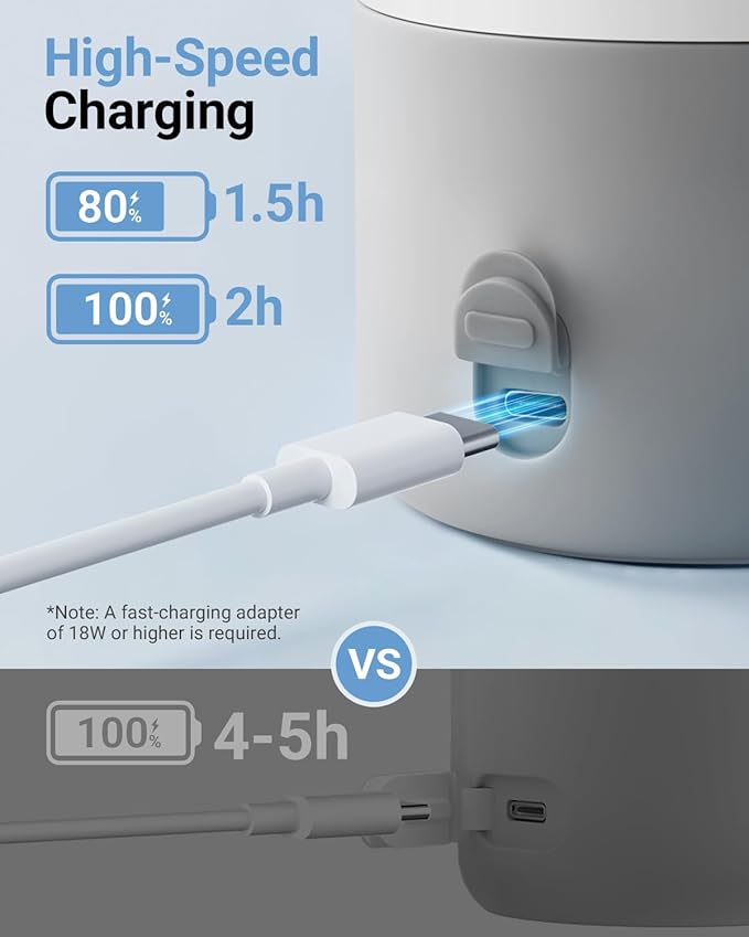 Bear Portable Bottle Warmer for Travel, Milk Warmer for Breastmilk Formula, 17oz Large Capacity Water Warmer with Precise Temp Control, Fast Heating&Long Battery for Travel Car Airplane