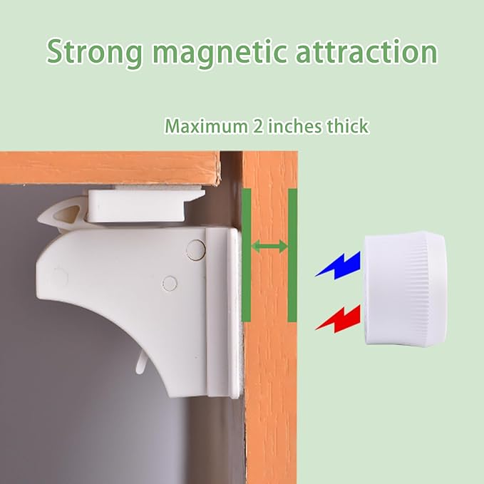 10 Pack Vkania Magnetic Cabinet Locks Baby Proofing - Baby Safety Latches for Drawers and Cabinets - Easy Installation No Drilling