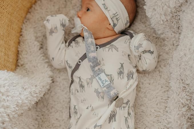 Copper Pearl Pacifier Clip 3-Pack: Premium Knit Binky Clips for Baby Girls and Boys - Stylish Stainless Steel Pacifier Holder Clip - Baby Pacifier Clips for No More Floor Drops - Timber