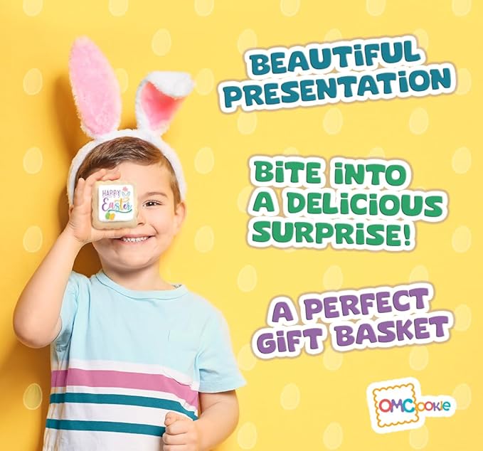 Happy Easter Cookie Gift Basket Chocolate Chip Cookies Fudge Filled For Men Women Kids | INDIVIDUALLY WRAPPED | Large Cookies Fresh Bakery Treats