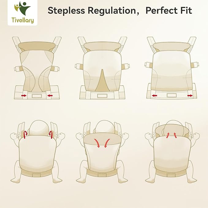 Reversible Baby Carrier, Khaki Solid & Houndstooth; Lightweight, Cooling & Breathable Lyocell Fabric; Ergonomic Lumbar Support and Quick Hands-Free Wear for Newborn to Toddler (7–44 lbs)