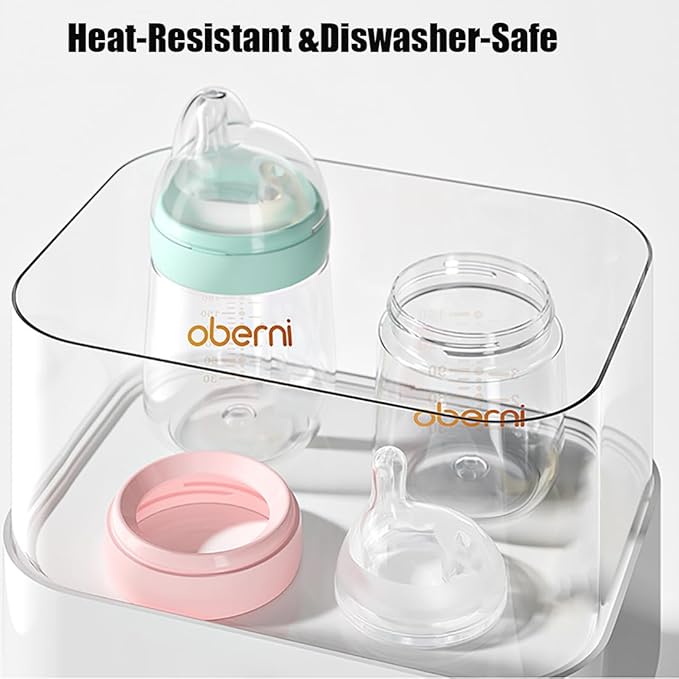 Baby Bottles with Slow Off-Centered Nipple for 0+ Months, Anti Colic Newborn Milk Feeding Bottle, 150ml/5oz/Blue/3Pack