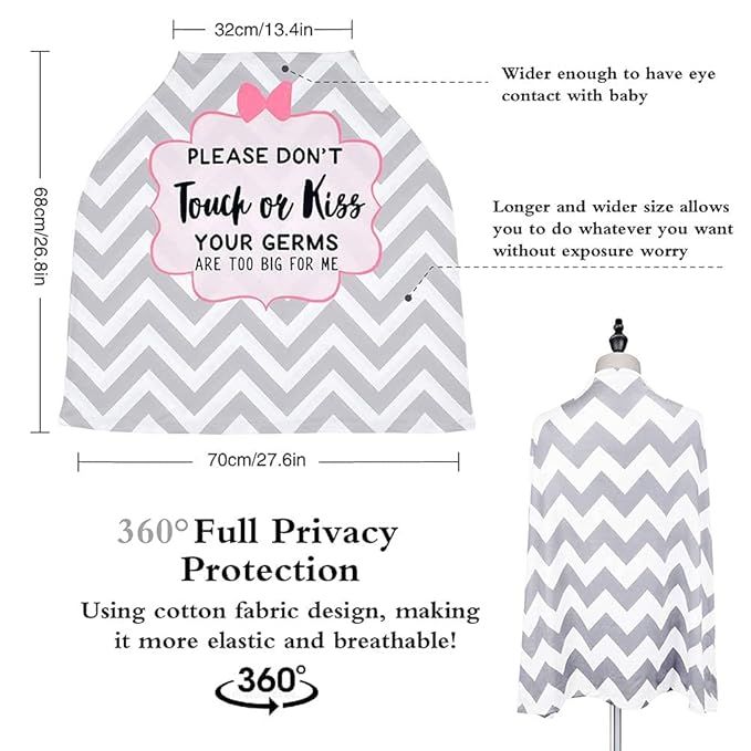 Metplus No Touch Sign Car Seat Cover for Babies, Mom Nursing Covers Breastfeeding Scarf, Multi Use Infant Carseat Canopy for Newborn Carrier/Stroller/Shopping Cart, Baby Shower Gifts for Boy Girl