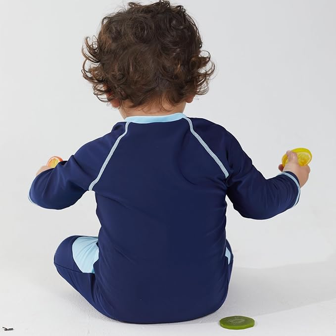 UMELOK Baby Boys UPF 50+ Sun Protection One Piece Rashguard Swimsuit with Snap Bottom