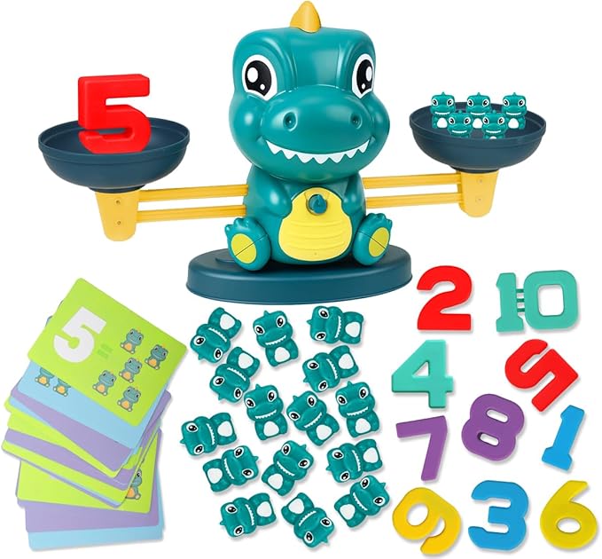 Dinosaur Math Balance Toys, Montessori Toys for 3 Years Old Kids, Toddler Educational Toys for 4 5 6 7 Year Old Boys and Girls - Birthday Gifts for Kids Ages 3-5 5-7