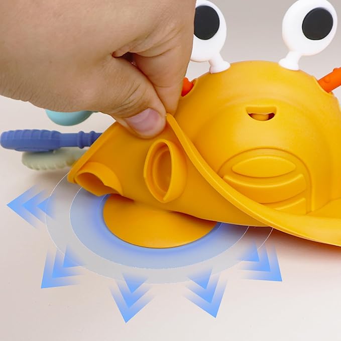 Baby Suction Toys High Chair Teething Toys - Baby Teething Chew Toys Silicone Teethers, Food Grade Silicon for 6 12 18 Months (Yellow)