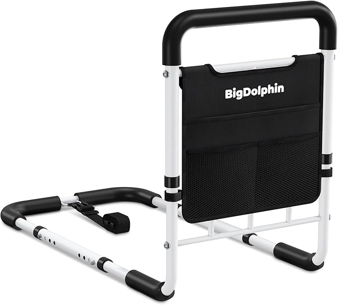 Bed Rails for Elderly Adults Safety - ASTM-Compliant, Adjustable Bed Cane with Non-Slip Ergonomic Handle & Storage Pocket, 2026 Upgrade Bed Railings for Seniors Support 400 LBS, Tool-Free Assembly