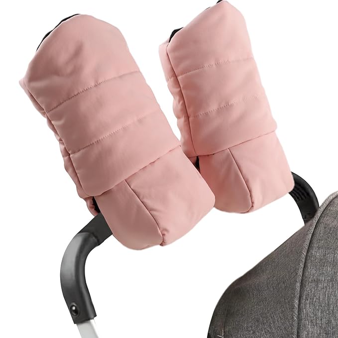 Zsedrut Stroller Gloves Universal Winter Anti-Freeze Stroller Mittens Water Repellent Hand Warmer Muff Fleece Lined,Winter Stroller Accessories (Pink)