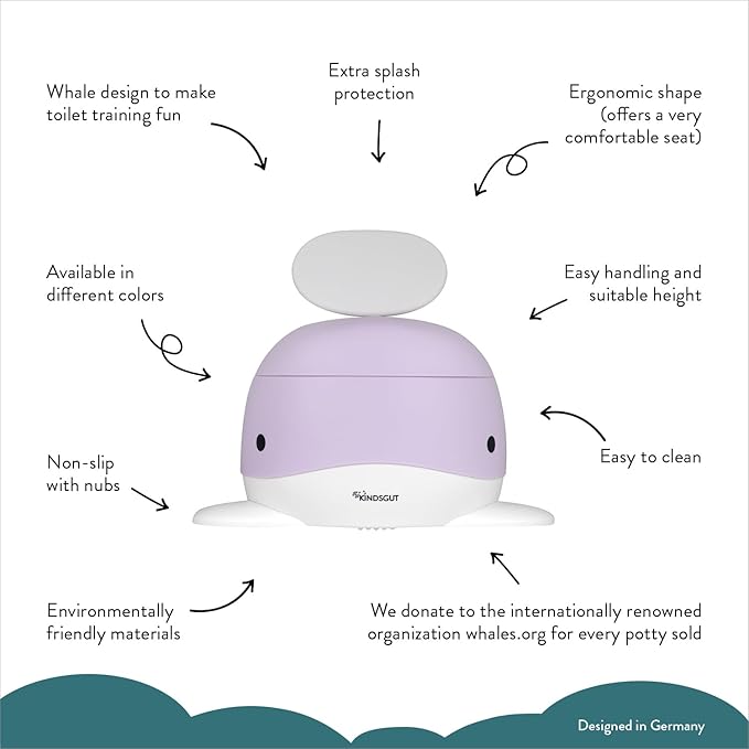 Kindsgut Potty Training Toilet in Whale Design, Designed in Germany, Potty Training in a Beautiful Design, Lilac